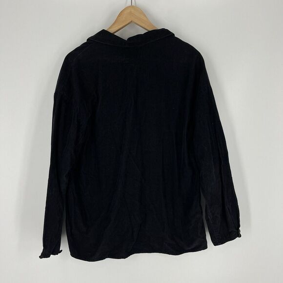 Flax Jeanne Engelhart Top Size Small Womens Black Corduroy Oversized Boxy Shirt - Picture 6 of 7